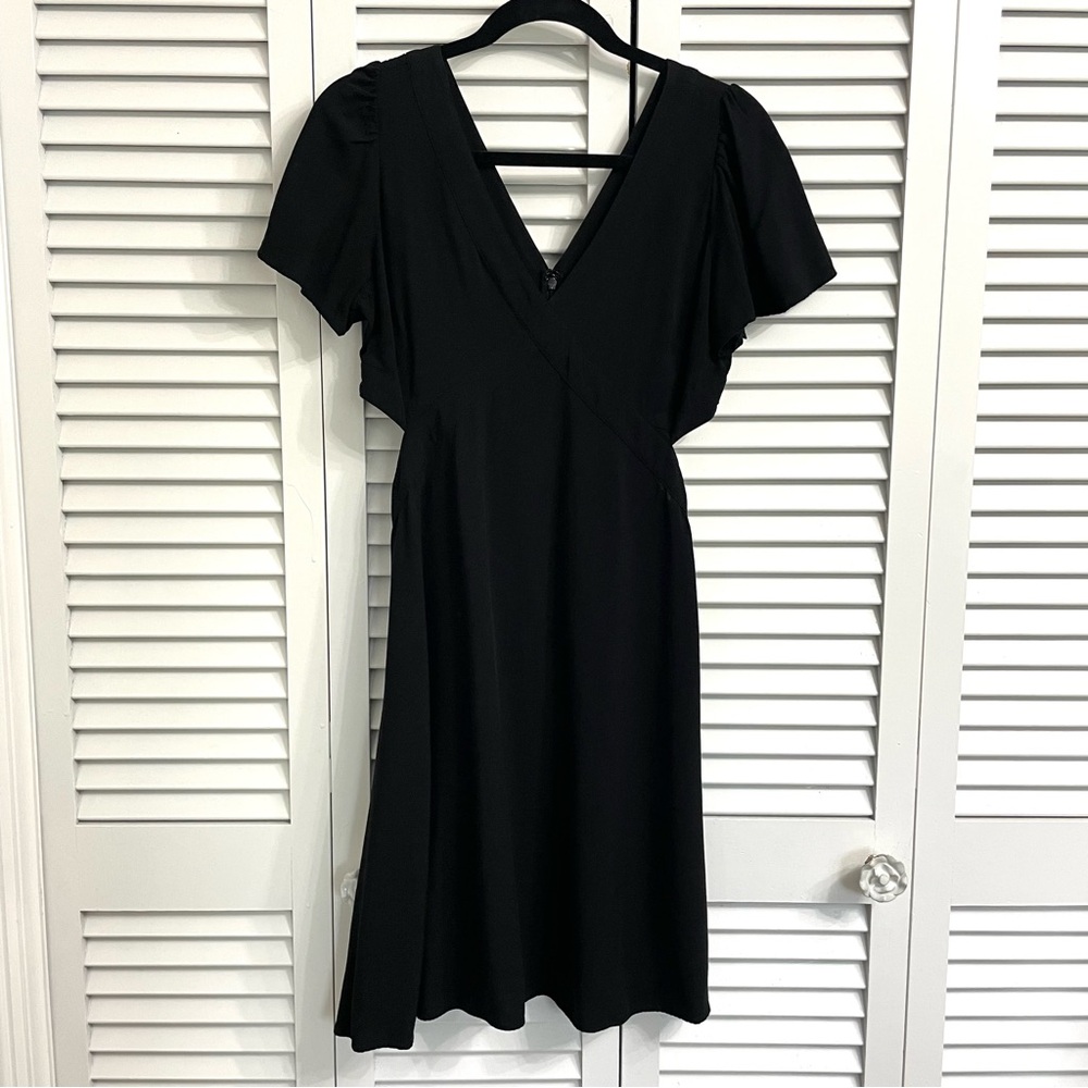 Ann Taylor Loft Sz 4 Black Mini Dress Fit N Flare Side Cut Out Party Whimsigoth
